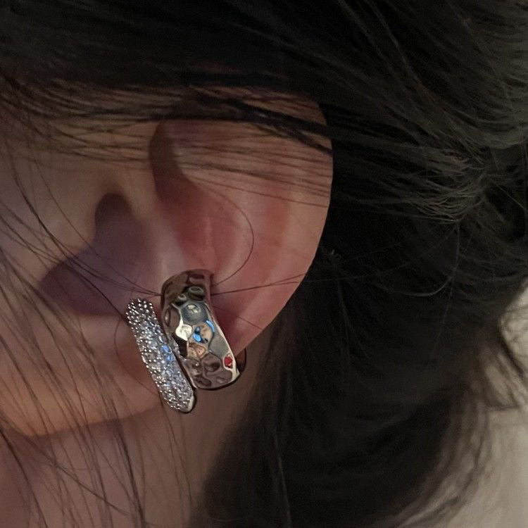 Clip d'oreille double couche en métal de haute qualité avec strass