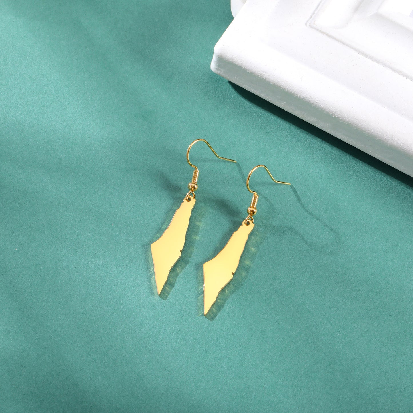 Boucles d'oreilles en acier titane, carte d'israël, brillantes, irrégulières, solides, montagne