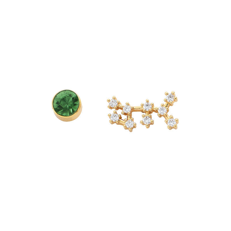 Clous d'oreilles personnalisés, 12 constellations, pierre de naissance, AB, tempérament asymétrique, aiguille auriculaire pour femme