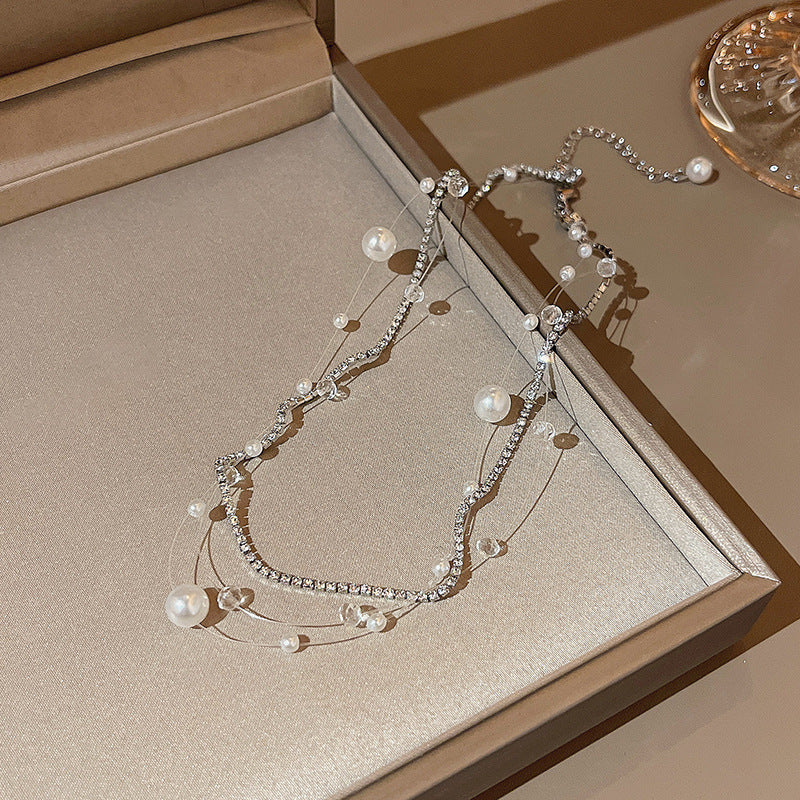 Collier de perles d'amour à coutures assorties pour femmes