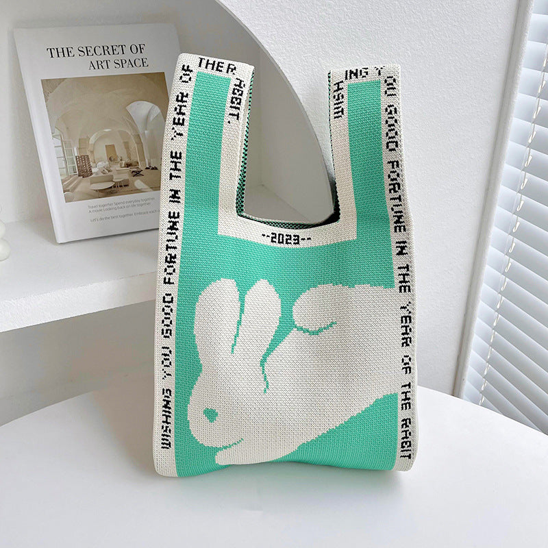 Bolso de hombro de punto Moon Rabbit