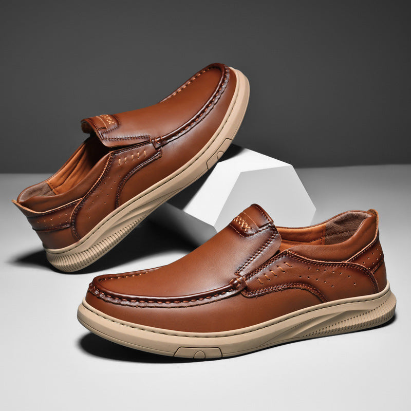 Chaussures à enfiler en cuir de vache pour hommes, couche supérieure