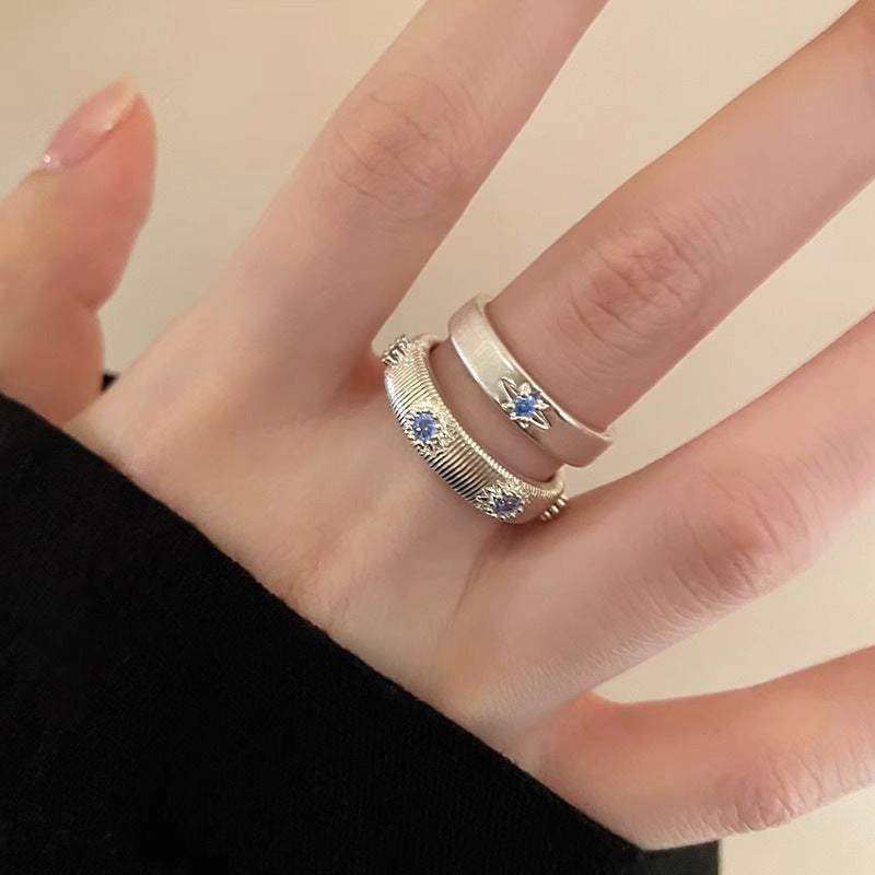 Cross Blue Diamond Ring For Women