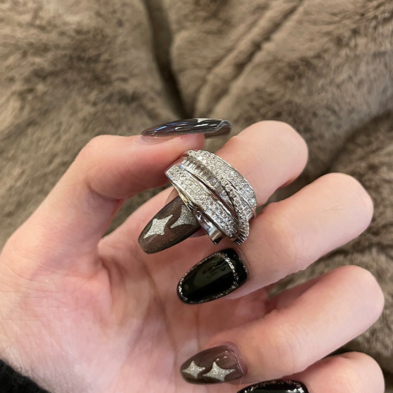 Fashion Brand Copper Inlaid Zircon Multi-layer Cord For Braiding Ring Women