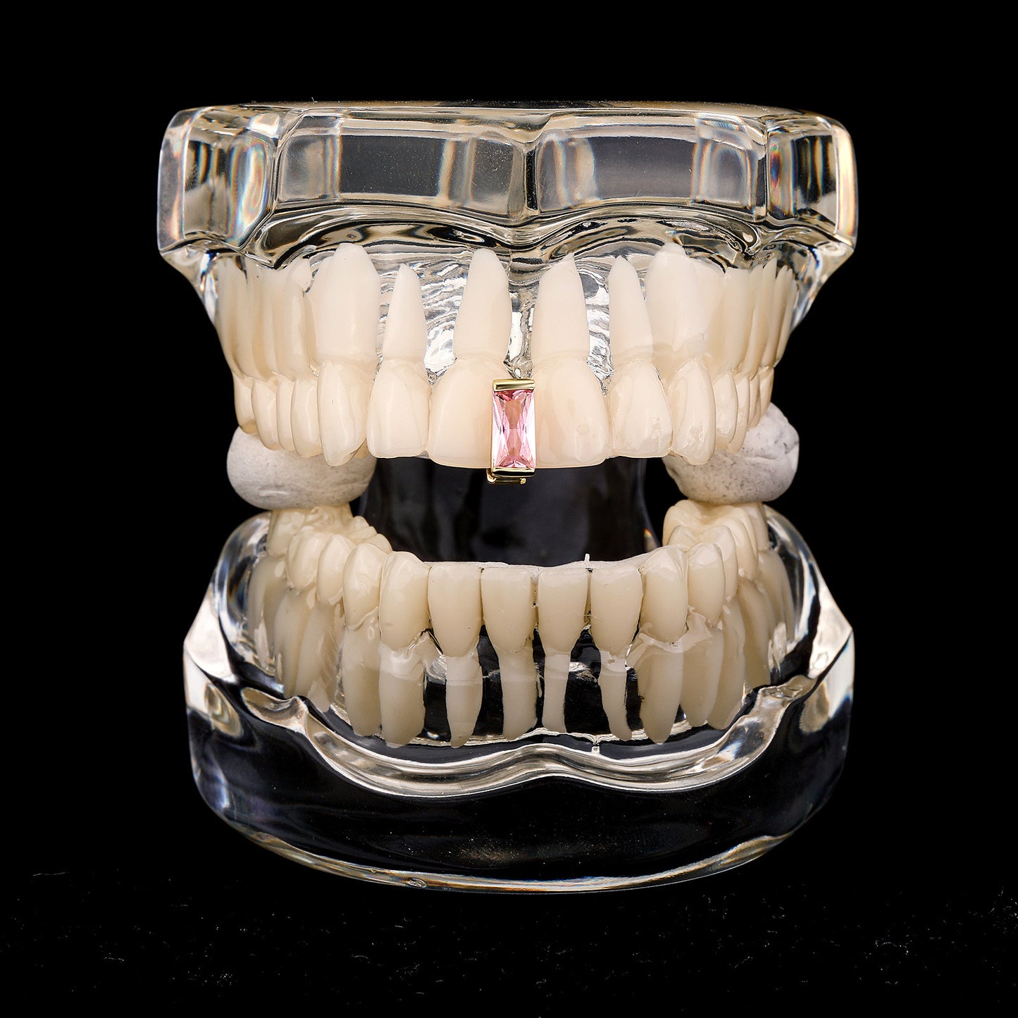 Grande douille à dents en Zircon pour hommes, rangée verticale rouge et verte