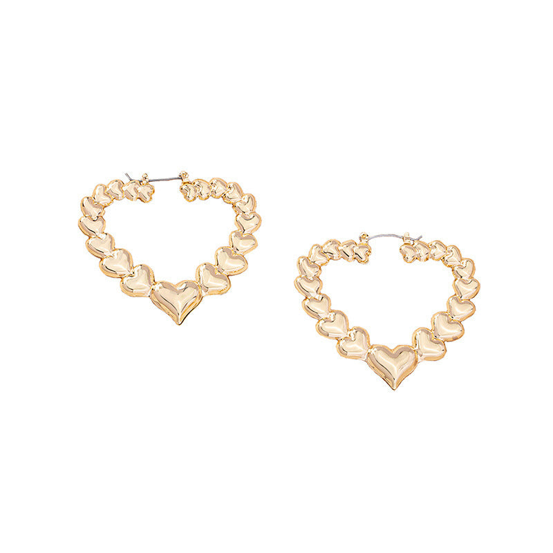 Boucles d'oreilles coeur d'amour personnalisées exagérées pour femmes