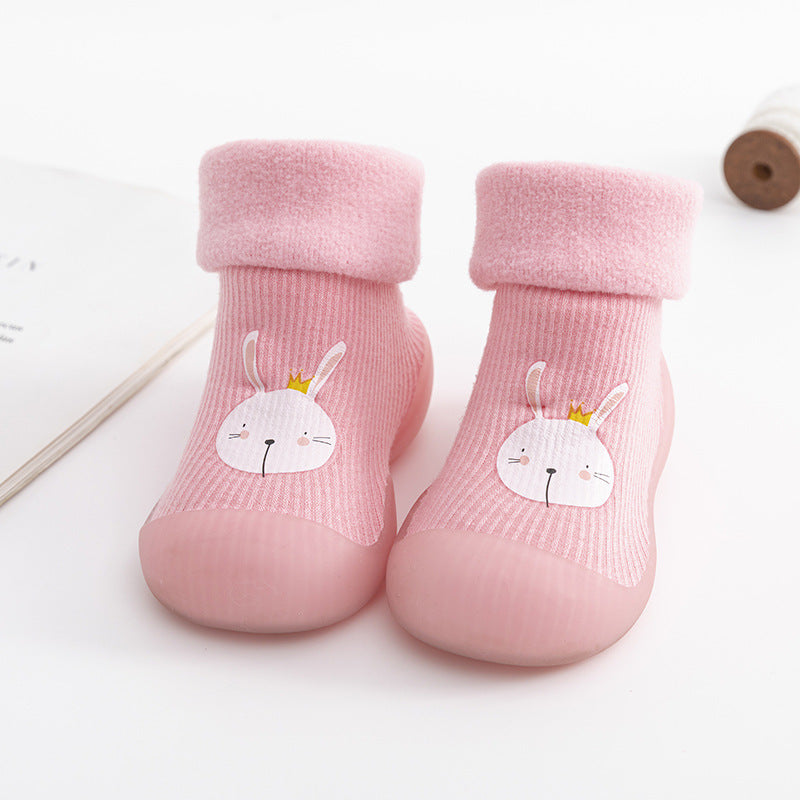 Chaussures montantes à enfiler pour bébé, chaussures épaisses doublées de polaire, automne et hiver