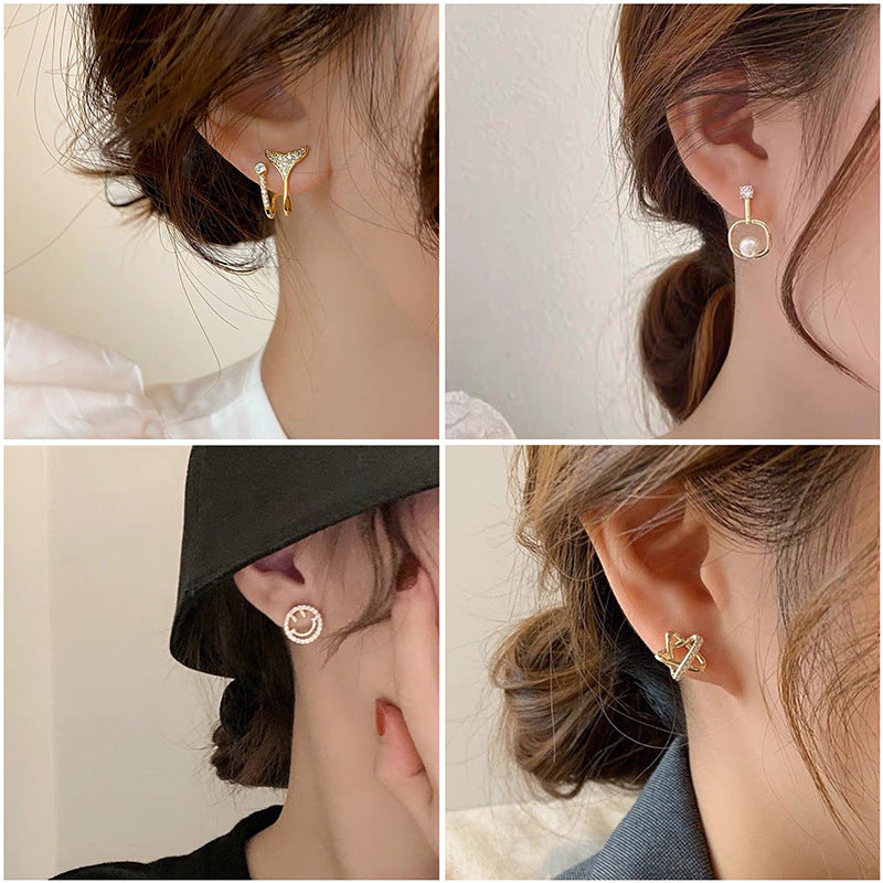 Petites boucles d'oreilles coréennes exquises, style froid