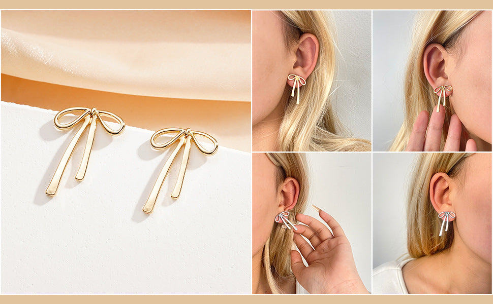 Boucles d'oreilles nœud en alliage pour femmes, légères