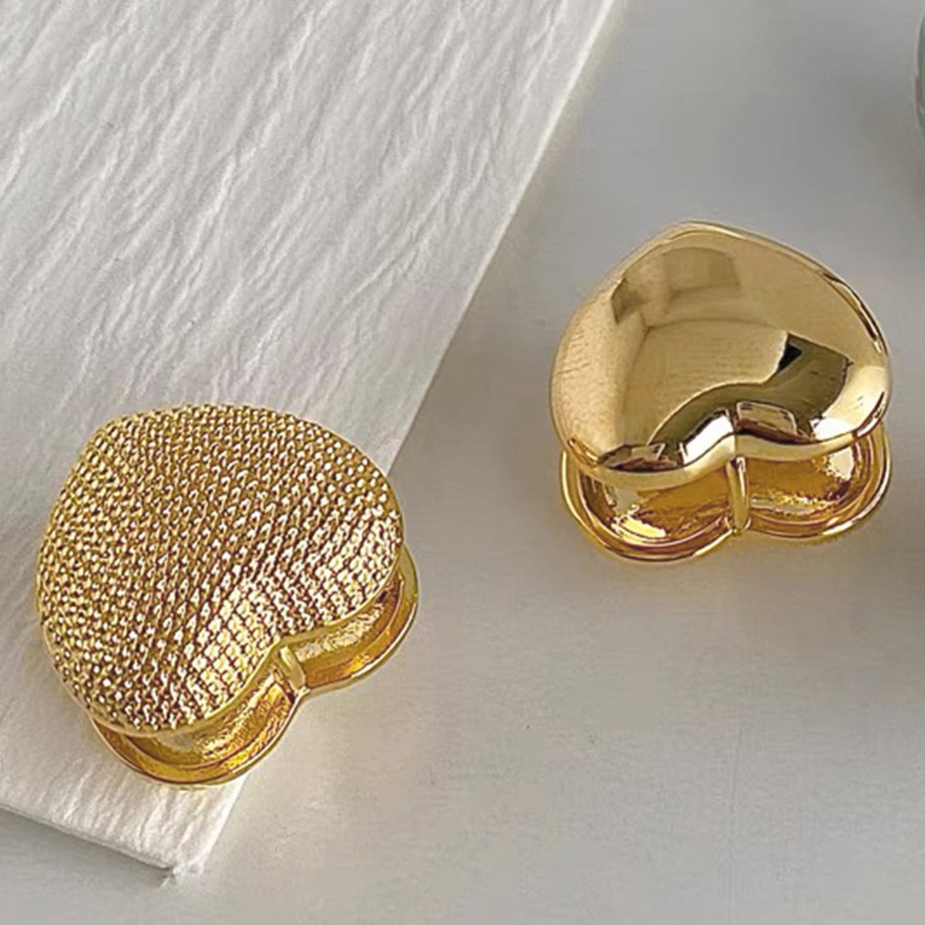 Clip d'oreille d'amour double face métallique de haute qualité pour femmes