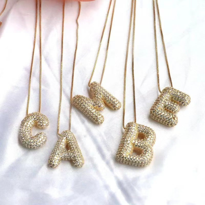 18K Gold Plated Balloon English Letter Pendant Necklace