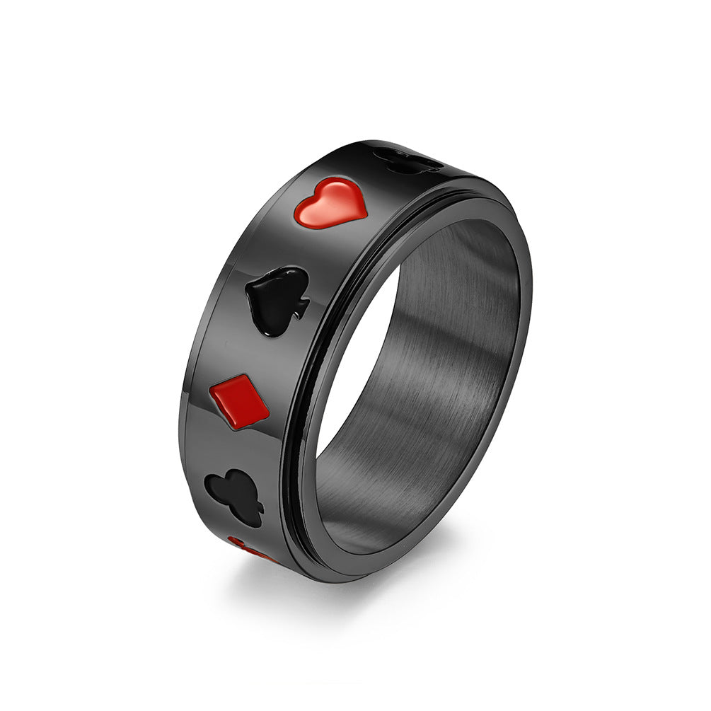 Spade Red Peach Plum Square Ring