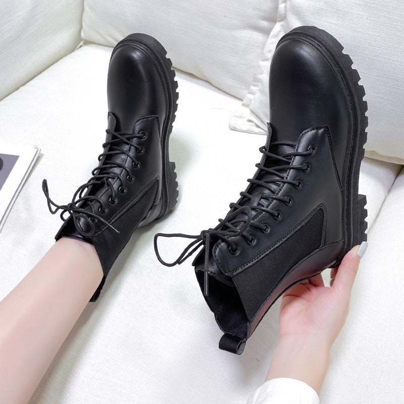 Bottes Martin de style britannique à lacets et bout rond