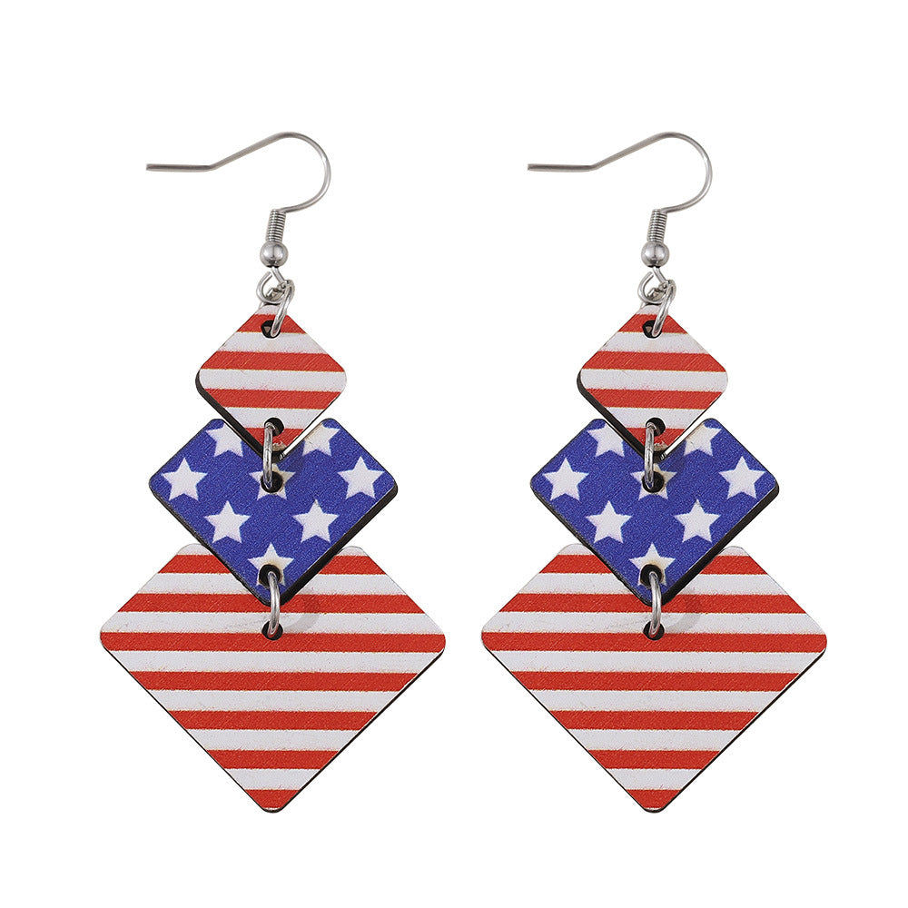 Pendientes Personalizados De Rayas Estrella De Cinco Puntas Doble Redonda