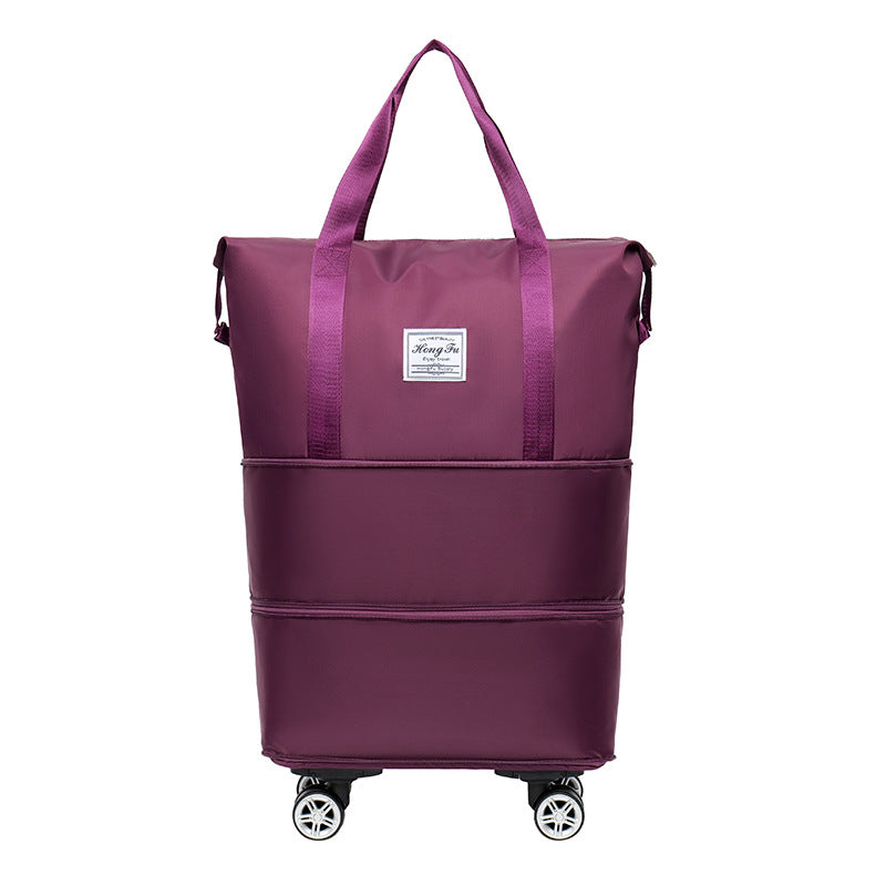 Bolsa de viaje de gran capacidad extendida de doble capa, separación en seco y húmedo, paquete de maternidad ligero, asa cubierta
