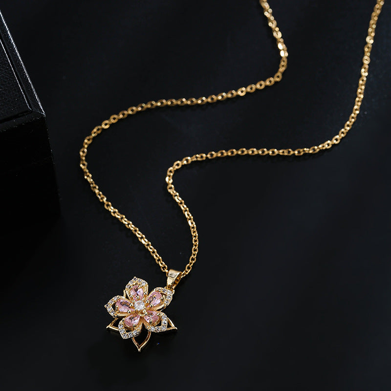 Collier rotatif en forme de fleur de tempérament