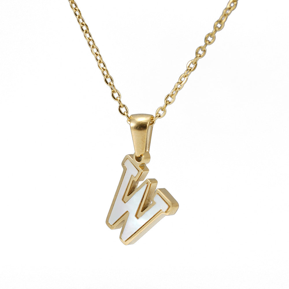 18K Gold Shell Stainless Steel Letter Pendant Necklace