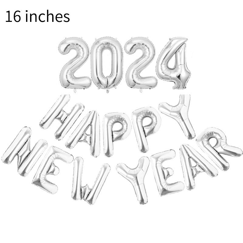 2024 Happy New Year Aluminum Balloon 16-inch Happynewyear