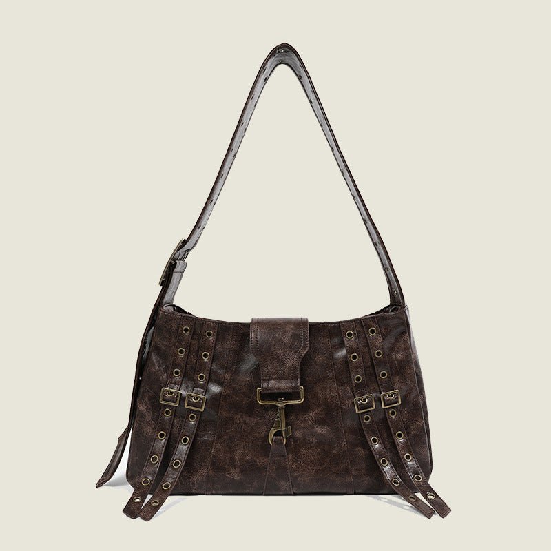 Bandoulière en métal lourd Punk loisirs grande capacité ceinture décoration grand sac