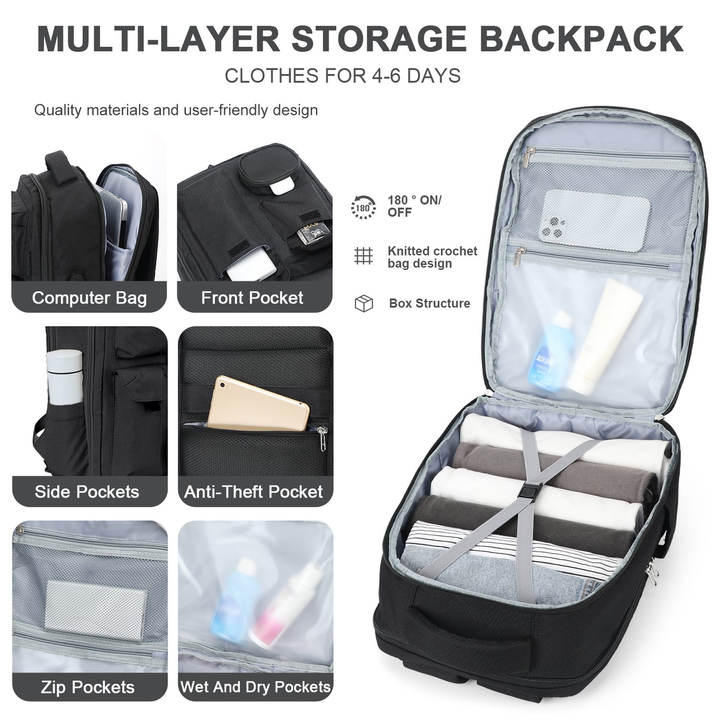 Mochila escolar portátil de gran capacidad para exteriores, a la moda, para hombres y mujeres