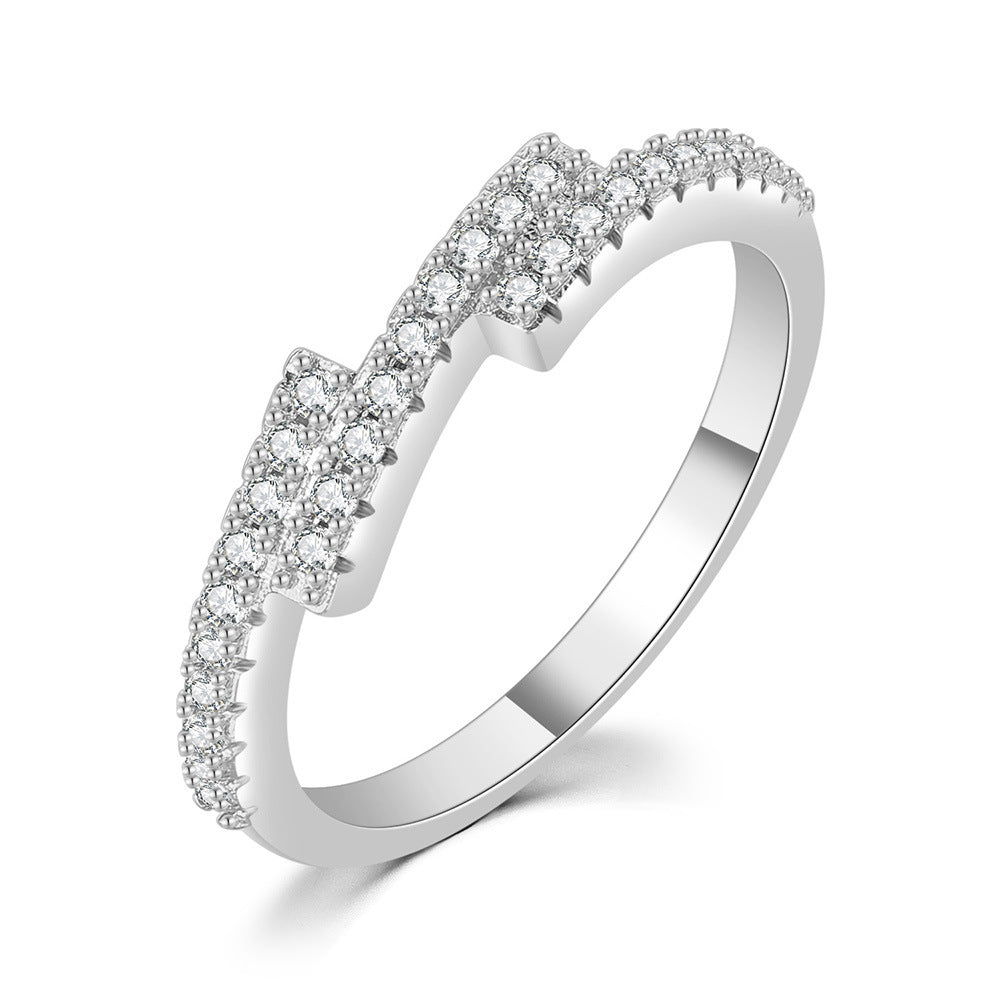 Women's Three-row Full Rhinestone Zircon Micro-inlaid Ring