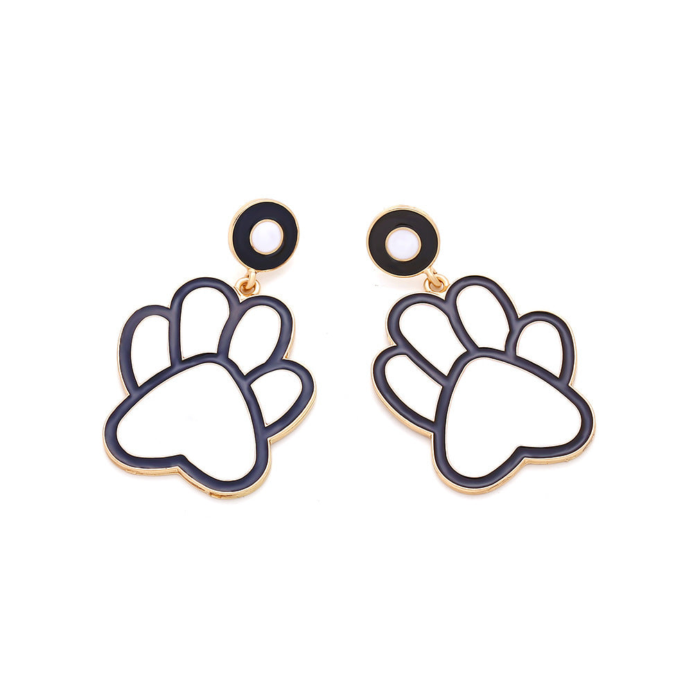 Boucles d'oreilles en alliage exagéré avec empreintes de chiots dégoulinantes