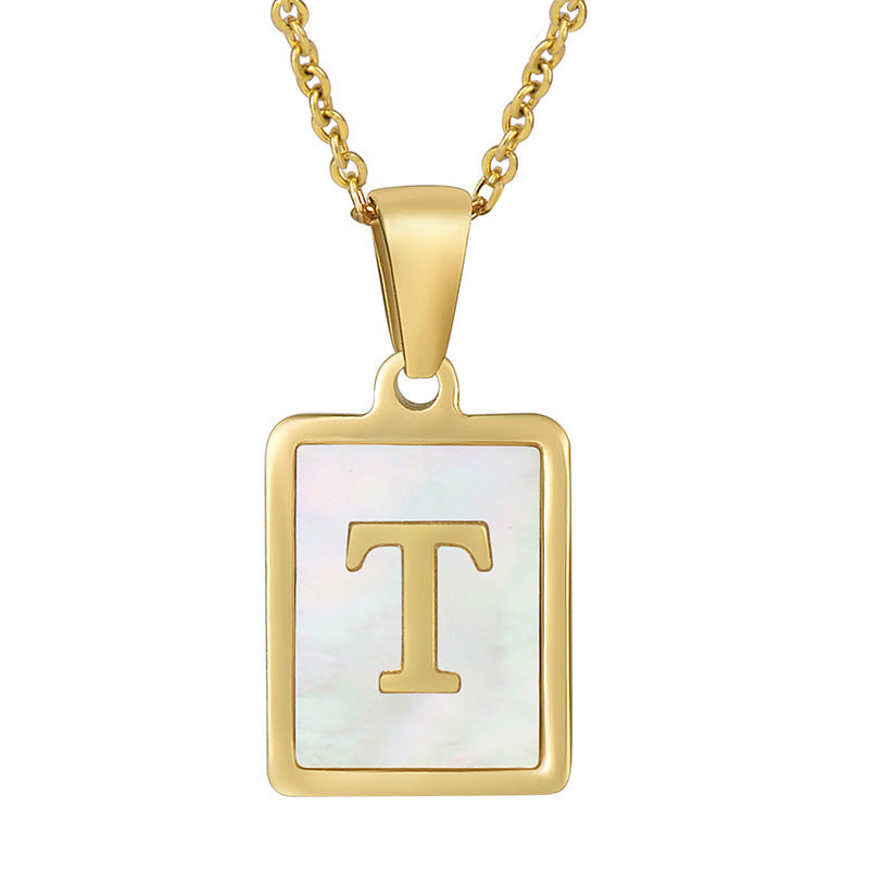 Women's Fashionable Stainless Steel Shell Letter Necklace