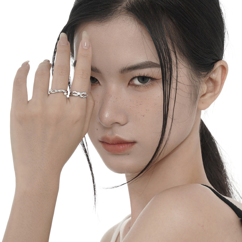 Bague creuse simple en argent sterling assortie à tout
