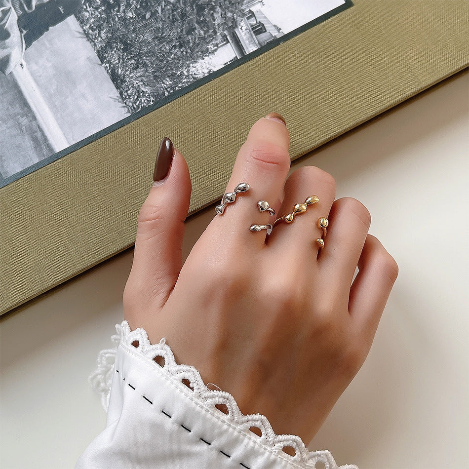 Anillo de plata de ley S925 de forma irregular