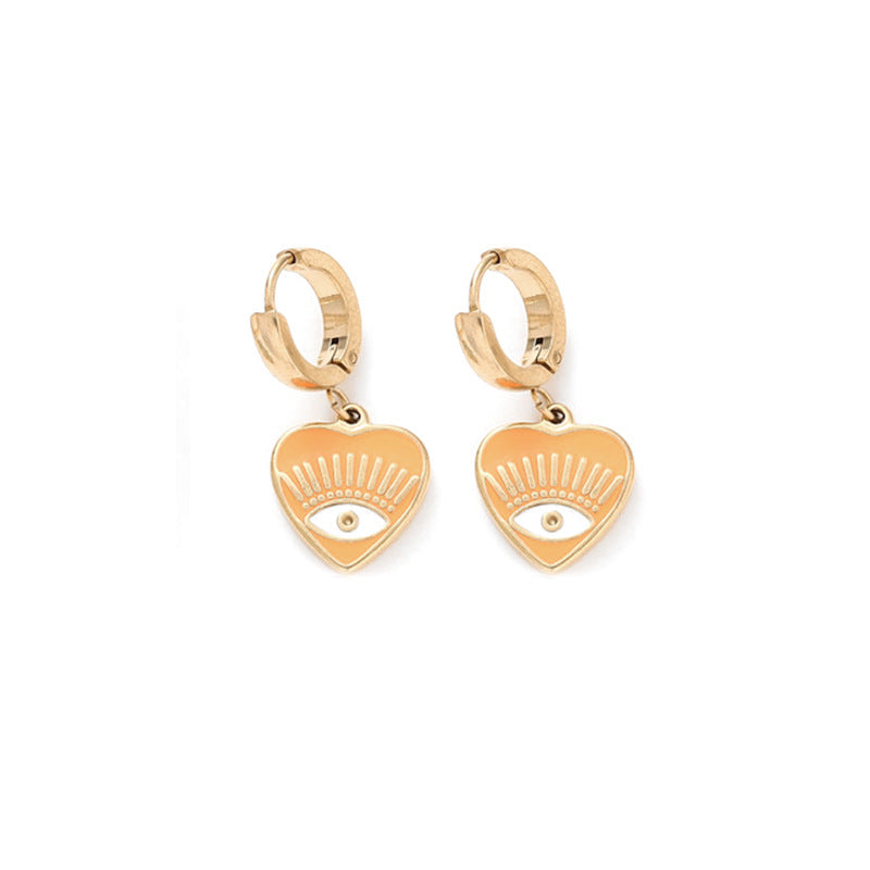 Boucles d'oreilles dégoulinantes personnalisées à la mode, nouvelle femme avec des yeux de cœur