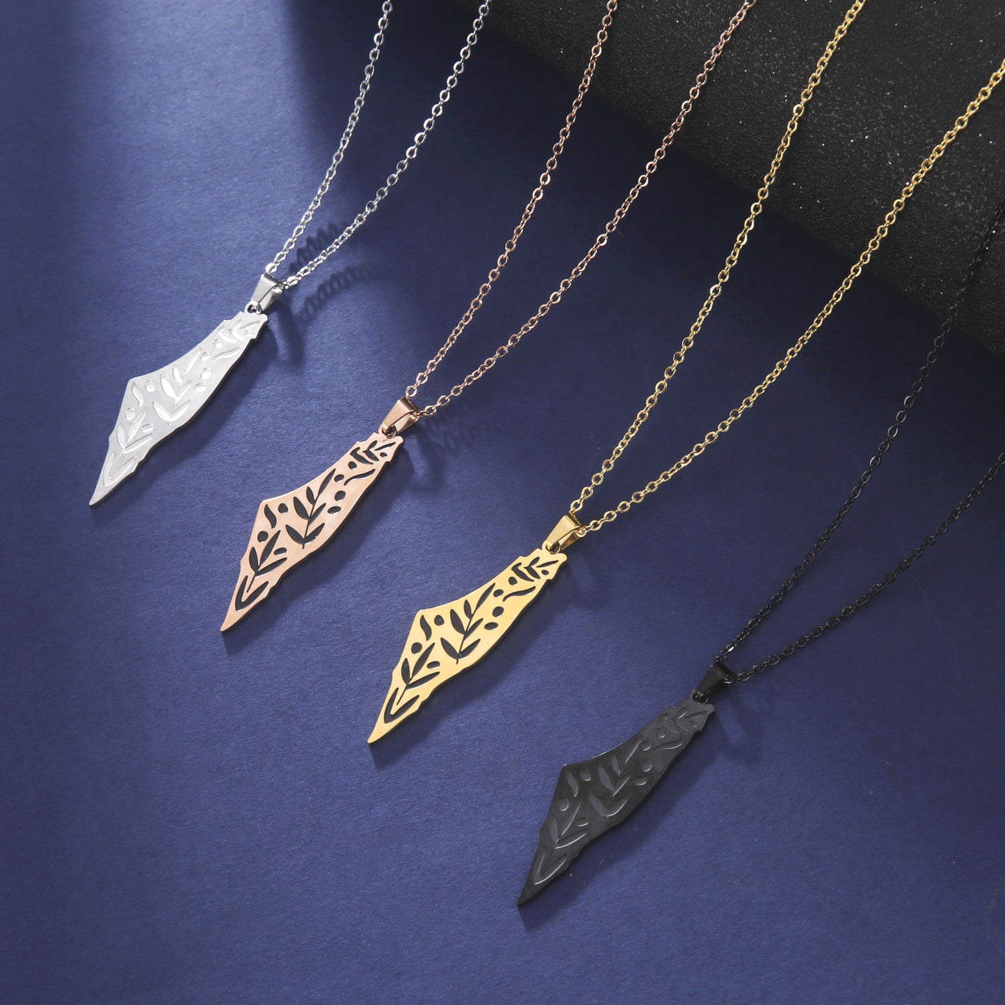 Collier en acier inoxydable avec pendentif à motif végétal poli Double face, ternissement par Corrosion