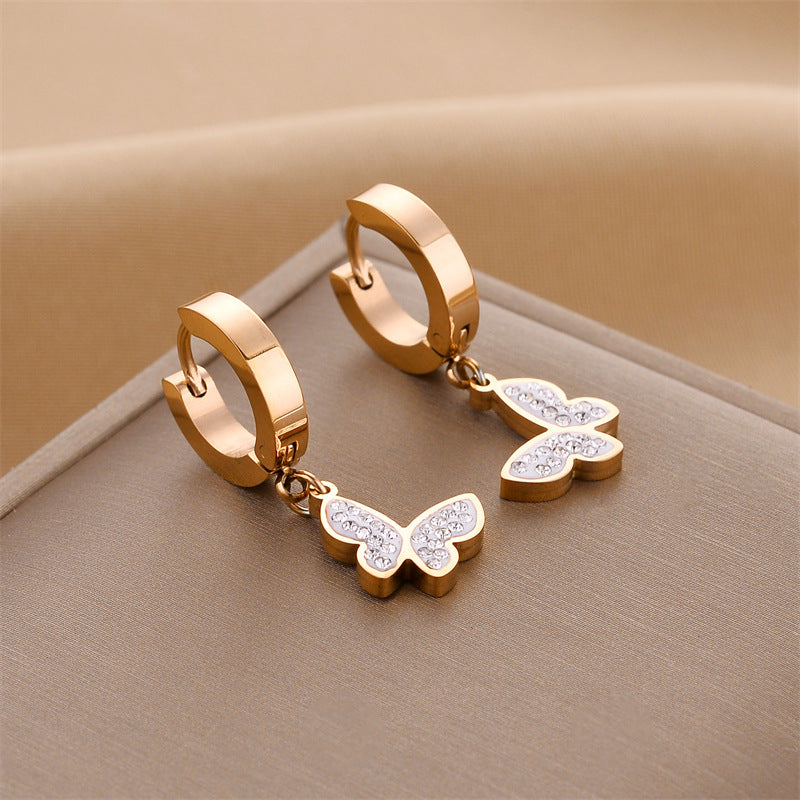 Boucles d'oreilles européennes et américaines en acier titane sans décoloration