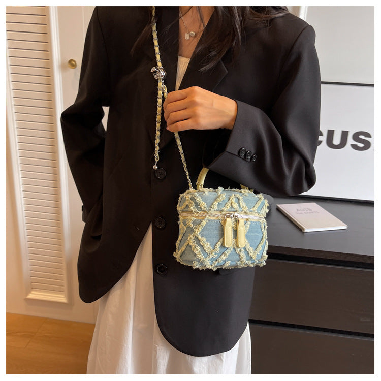 Tassel Box Portable Square Pouch Women's Chain Shoulder Messenger Bag