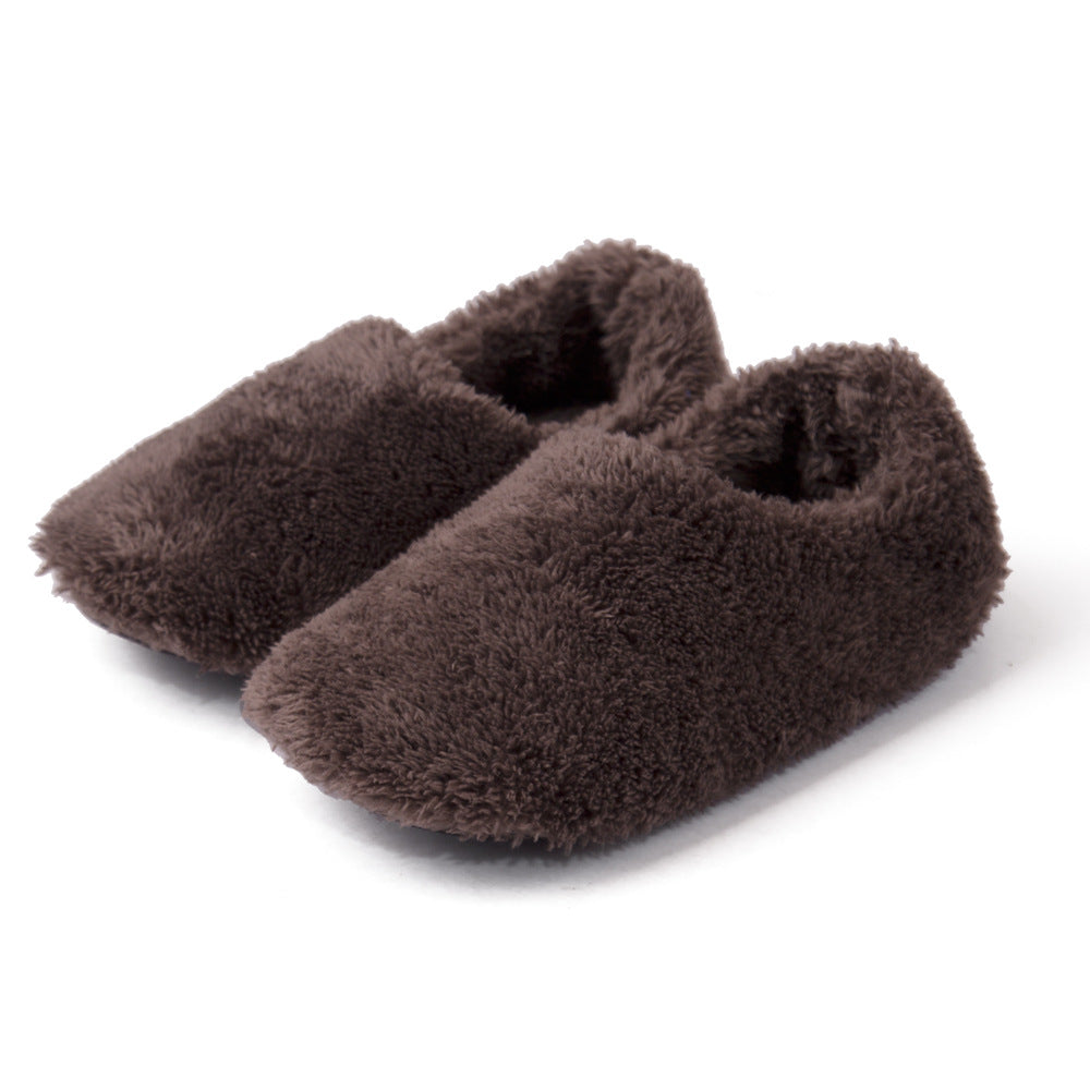 Couple bottes hautes en molleton de corail, chaussures d'intérieur en coton pour la maison
