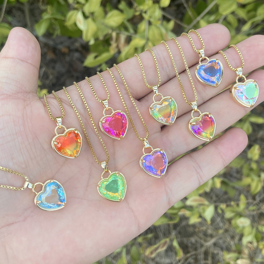 Collar De Corazón Degradado Multicolor De Moda