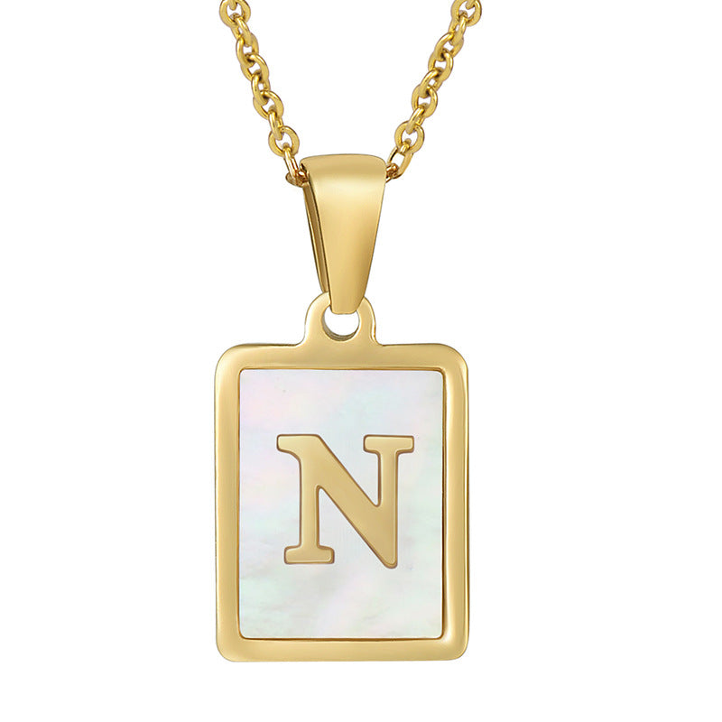 Women's Fashionable Stainless Steel Shell Letter Necklace