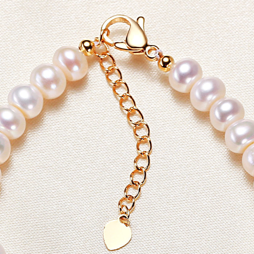 Bracelet blanc uni en perles d'eau douce