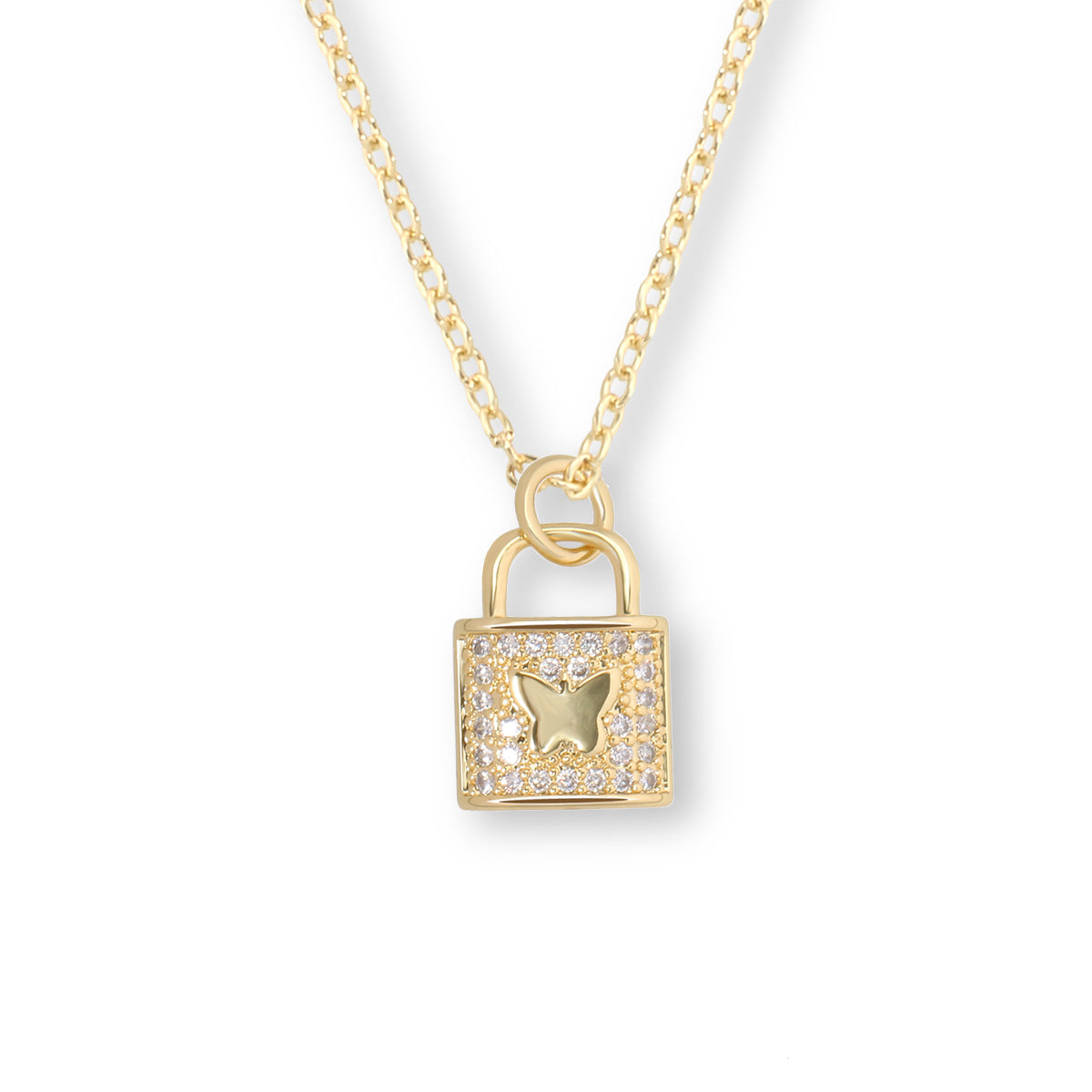 Collier à chaîne étendue en zircon doré plaqué cuivre