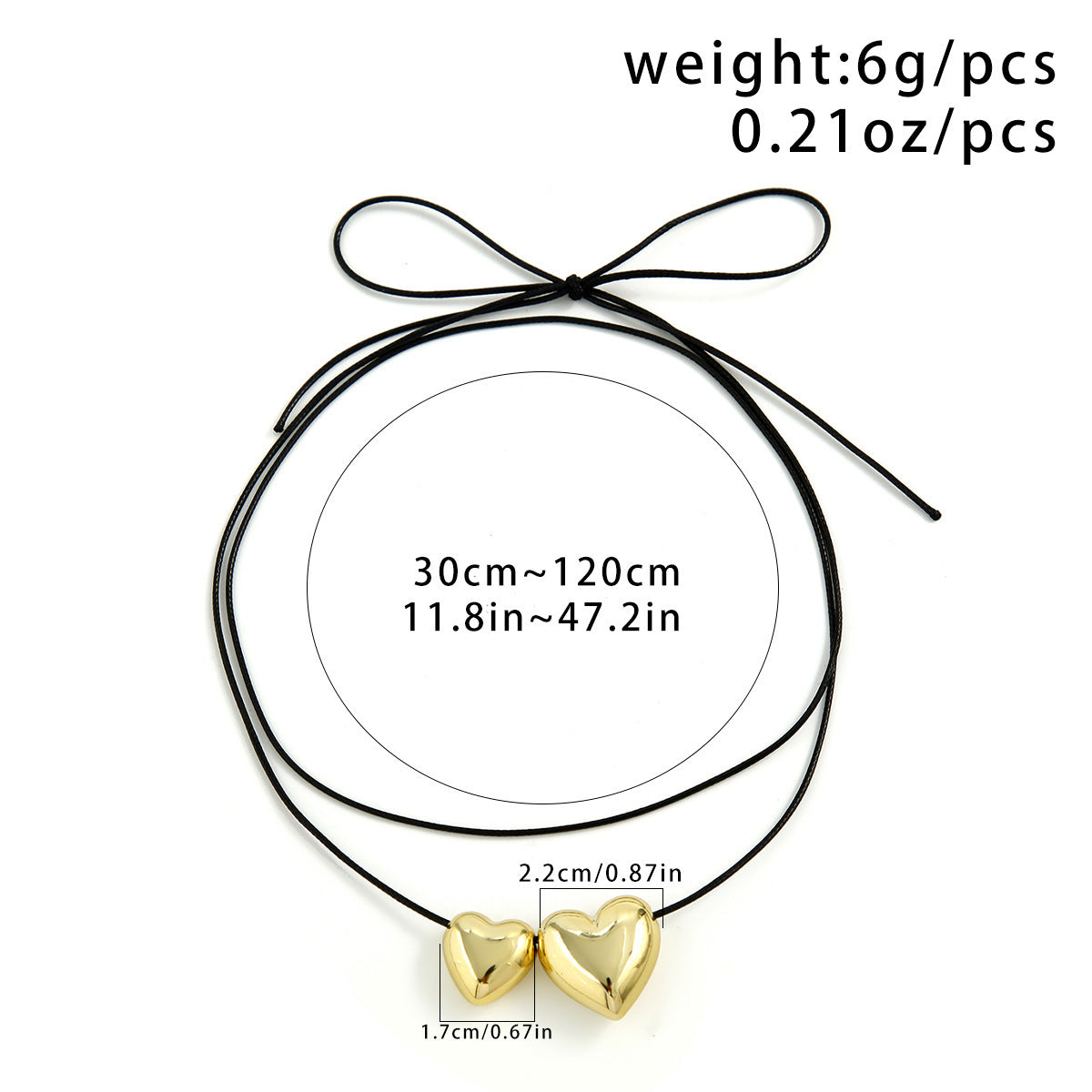 Winding Wax Line Bowknot Love Heart Necklace