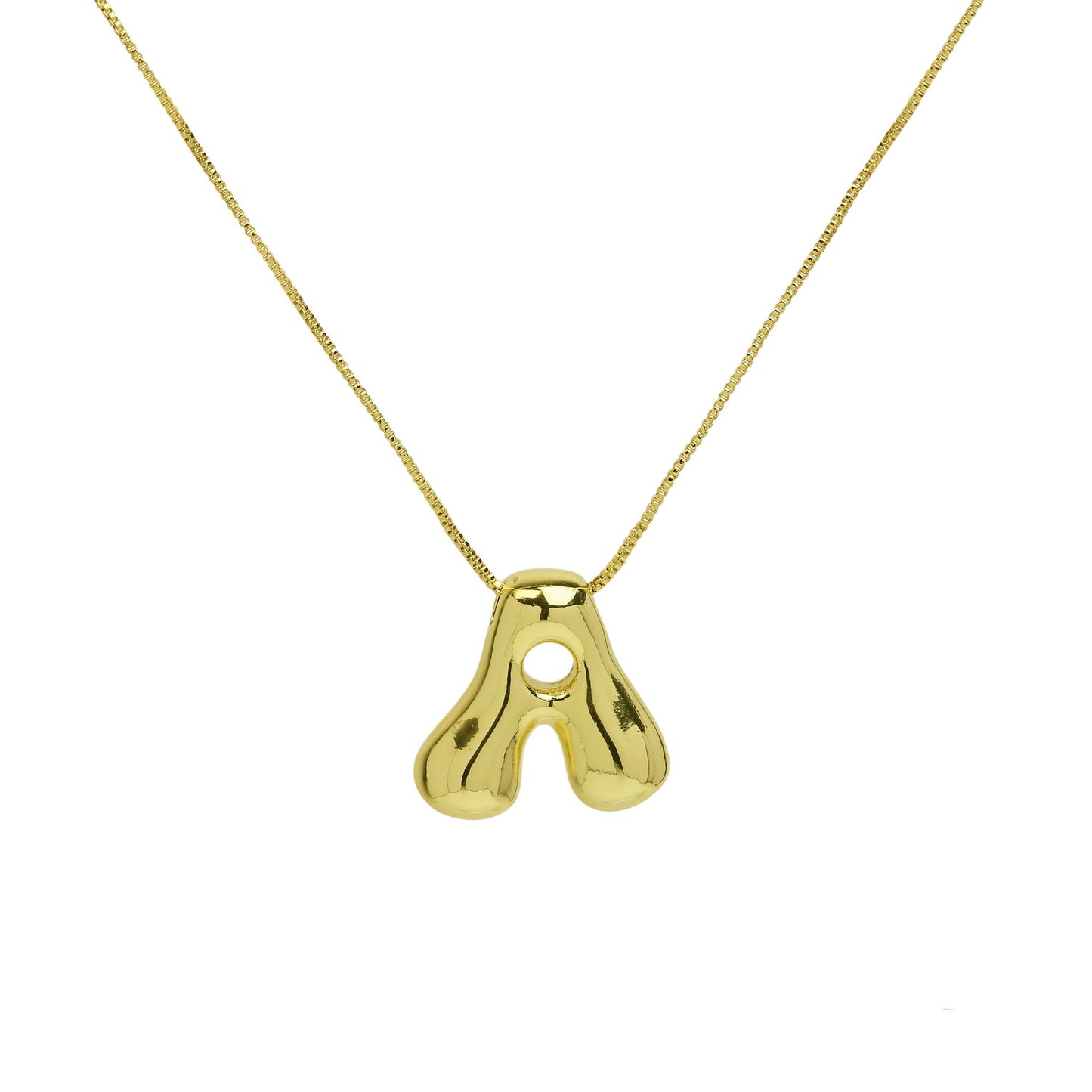 Brass Glossy Balloon English Letter Pendant Necklace