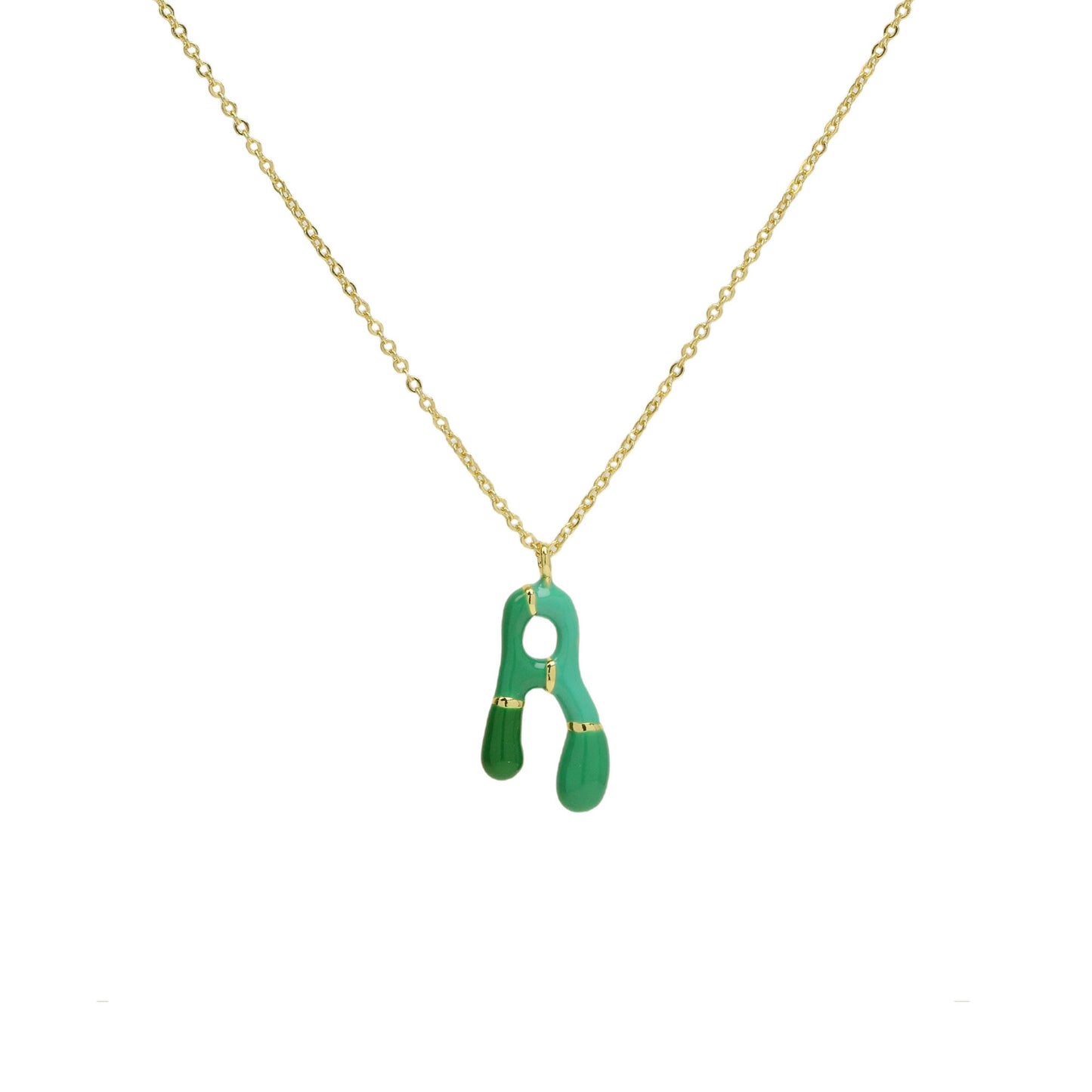 Brass Epoxy Capsule 26 Letter Necklace For Women Initial Alphabet Pendant Necklace Fashion Link Chain Jewelry Gifts