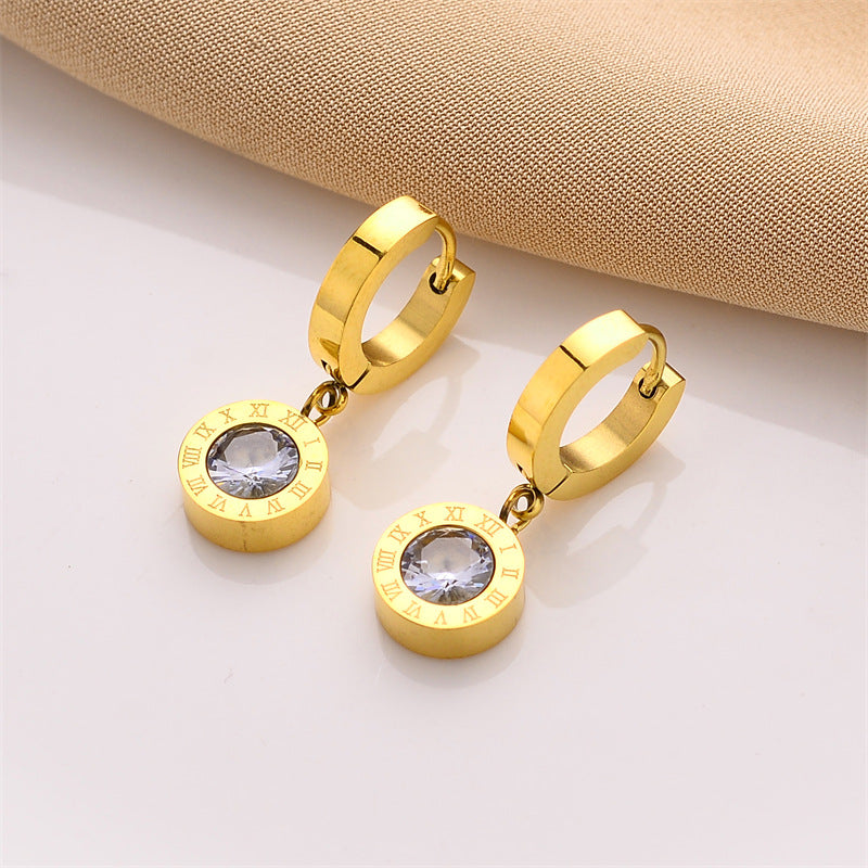 Boucles d'oreilles européennes et américaines en acier titane sans décoloration