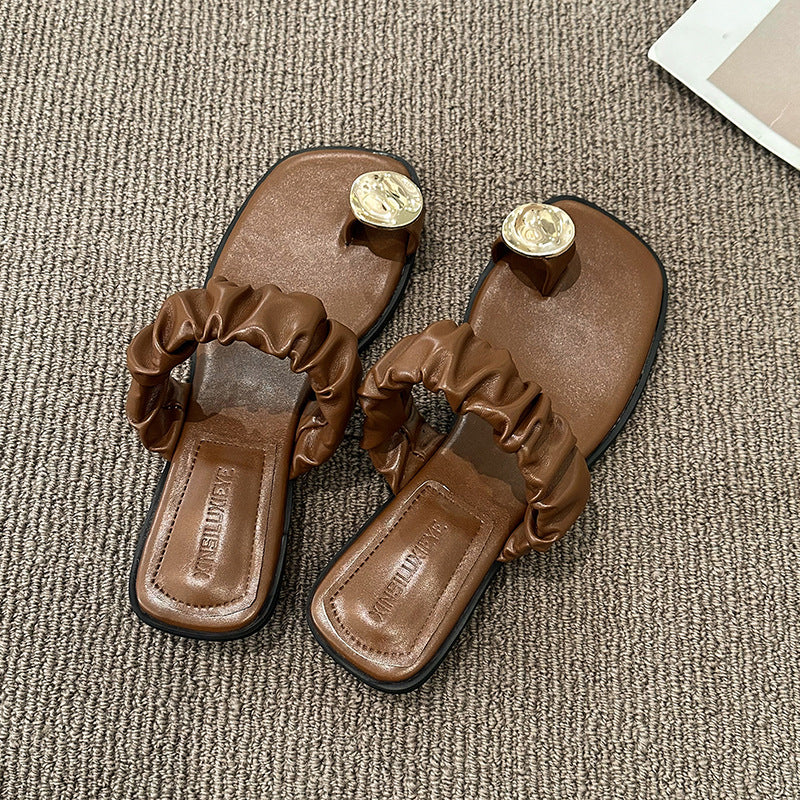 Zapatillas de plataforma con zapatos de playa Muffin de cabeza cuadrada