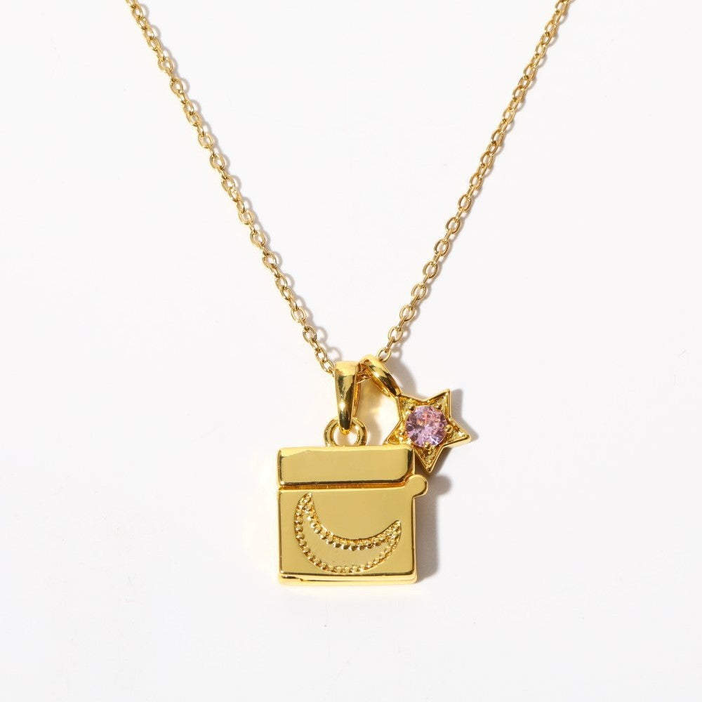 Shell Titanium Steel Album Necklace Opening And Closing Envelope Necklace