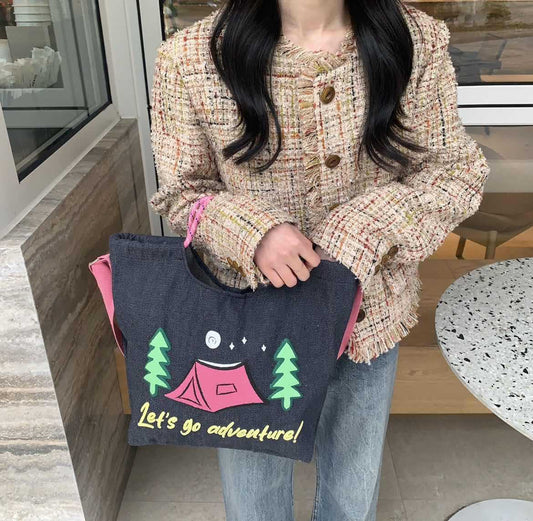 Sac à main artistique simple en denim à bandoulière
