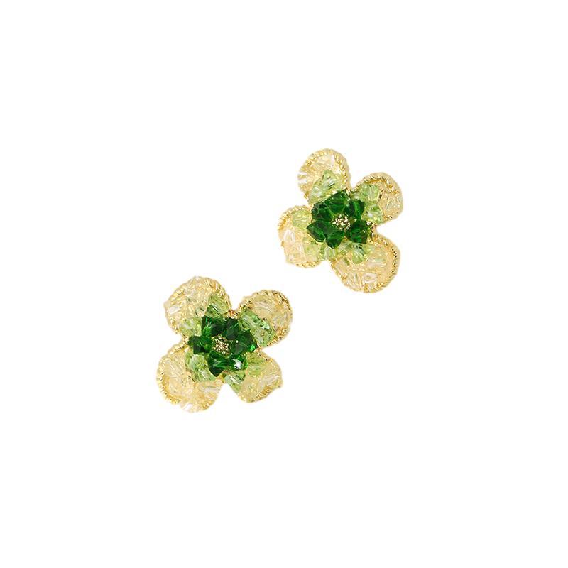 Boucles d'oreilles à fleurs vertes de haute qualité pour femmes