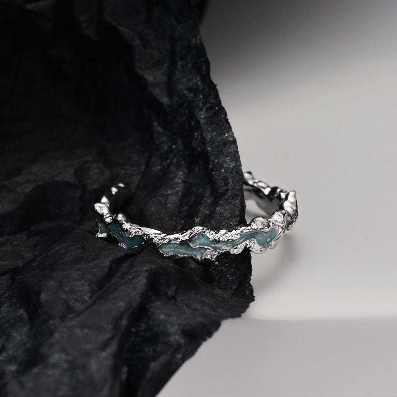 Bague époxy à texture givrée en argent sterling