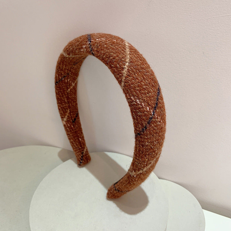 Bandeau en éponge à carreaux en laine, tempérament doux, ton chaud, haut tête de mort