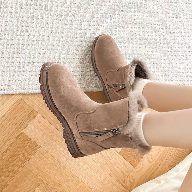 Bottes de neige épaisses doublées polaire femme antidérapantes chaudes
