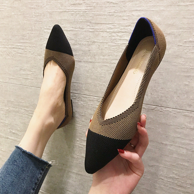 Chaussures de ballet pliables tissées volantes décontractées à la mode pour femmes